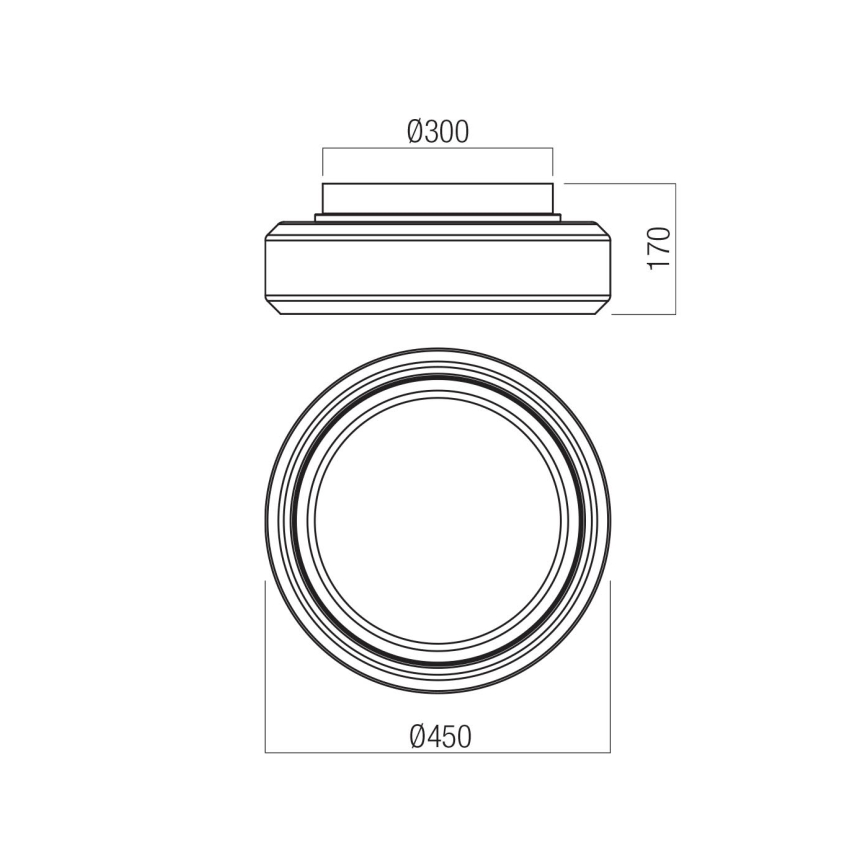 Redo 01-3590 - LED taklampa SOLERA LED/36W/230V diameter 45 cm CRI 93 3000/4000K grå
