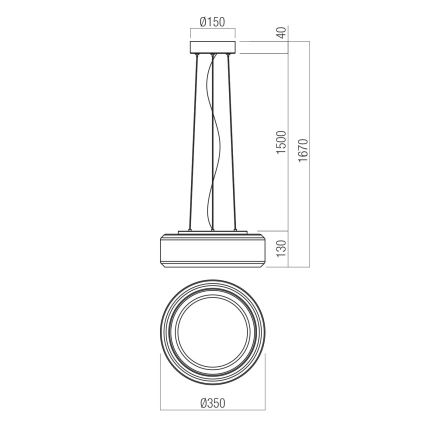Redo 01-3591 - LED ljuskrona med textilsladd SOLERA LED/24W/230V diameter 35 cm CRI 93 3000/4000K grå