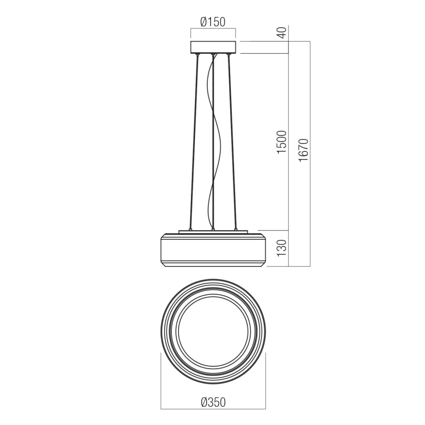 Redo 01-3591 - LED ljuskrona med textilsladd SOLERA LED/24W/230V diameter 35 cm CRI 93 3000/4000K grå