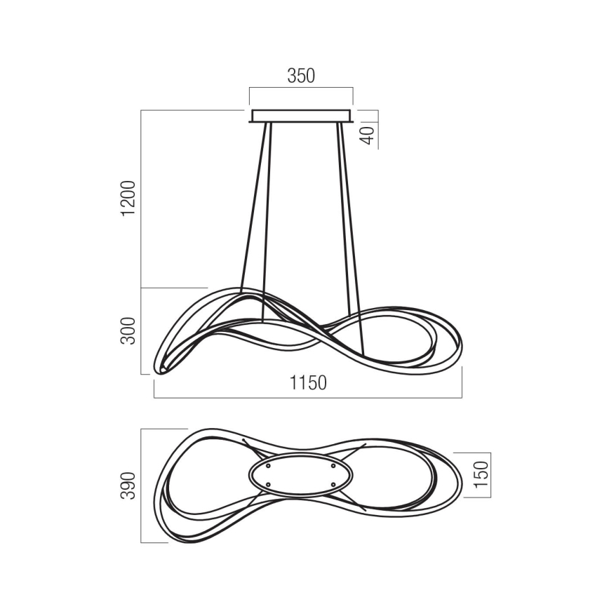 Redo 01-3598 - Dimbar TEMPEST LED-ljuskrona på vajer, LED/58W/230V, guld