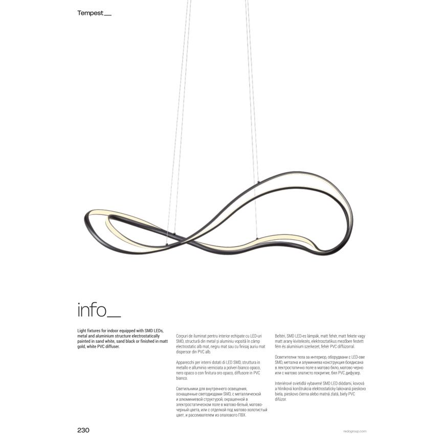 Redo 01-3599 - LED dimbar takpendel på kabel TEMPEST LED/58W/230V svart