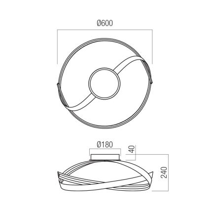 Redo 01-3613 - Dimmbar LED-taklampa IMPULS LED/34W/230V Ø 60 cm guld