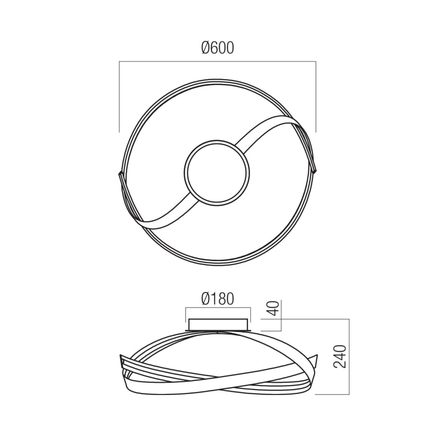 Redo 01-3614 - Dimmbar LED-takarmatur IMPULS LED/34W/230V Ø 60 cm svart