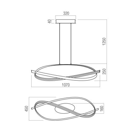 Redo 01-3617 - Dimbar LED-pendellampa på kabel IMPULS LED/38W/230V svart