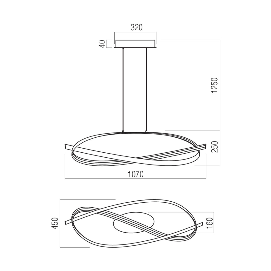 Redo 01-3617 - Dimbar LED-pendellampa på kabel IMPULS LED/38W/230V svart