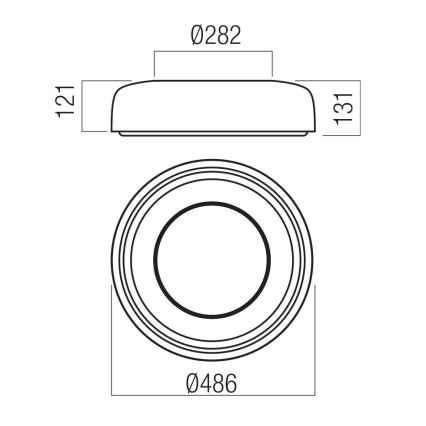Redo 01-3722 - LED takarmatur DIP-LED/30W/230V 2700/3000/4000/5000/6500K Ra 90 Ø 48,6 cm svart