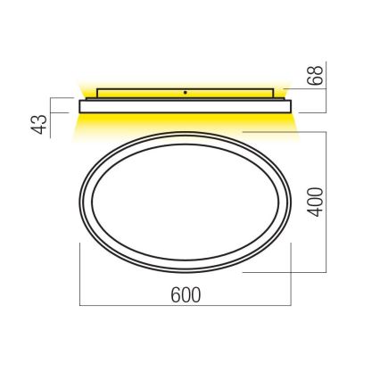 Redo 01-3806 - dimbar LED-takarmatur NOBU LED/60W/230V 3000/4000K CRI 90 vit
