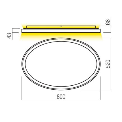 Redo 01-3810 - Dimbar LED-takarmatur NOBU LED/80W/230V 3000/4000K CRI 90, guld