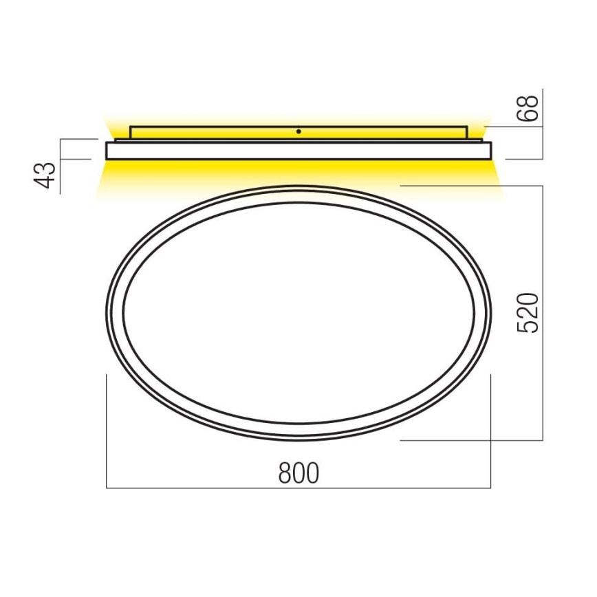 Redo 01-3810 - Dimbar LED-takarmatur NOBU LED/80W/230V 3000/4000K CRI 90, guld