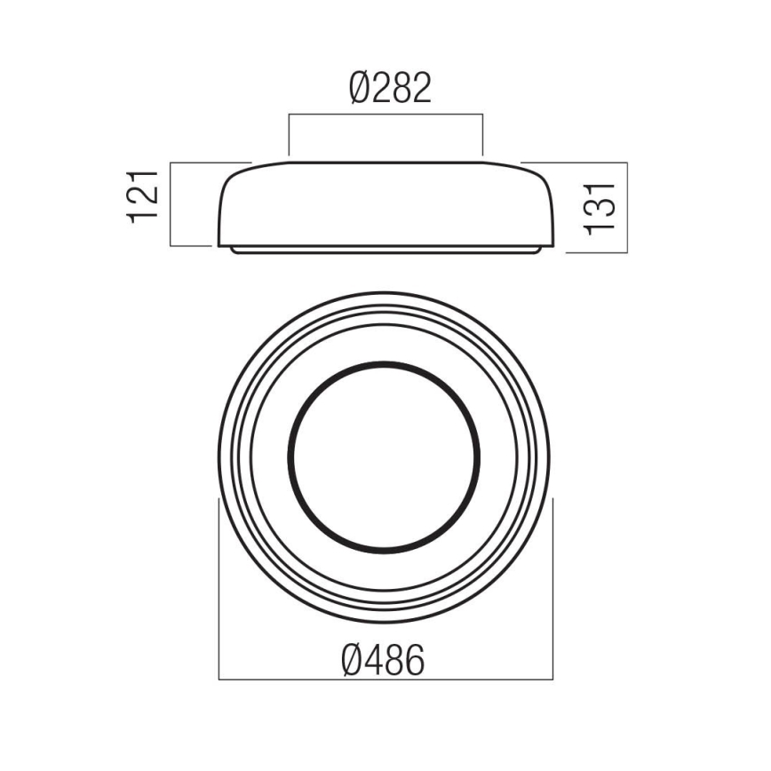 Redo 01-3940 - LED-takarmatur DIP LED/30W/230V 2700/3000/4000/5000/6500K CRI 90 Ø 48,6 cm vit