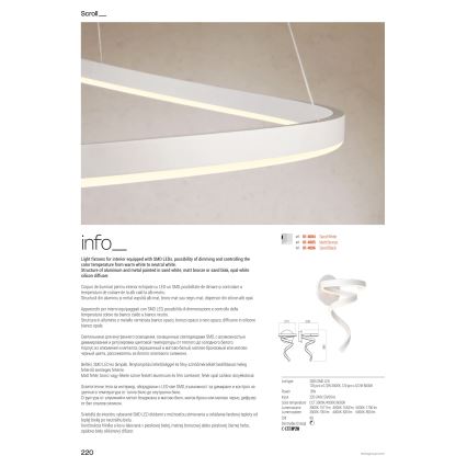 Redo 01-4012 - Dimbar LED-takarmatur SCROLL LED/38W/230V 3000K/4000K/6000K CRI 90 Ø 60 cm svart