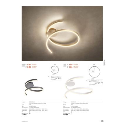 Redo 01-4012 - Dimbar LED-takarmatur SCROLL LED/38W/230V 3000K/4000K/6000K CRI 90 Ø 60 cm svart