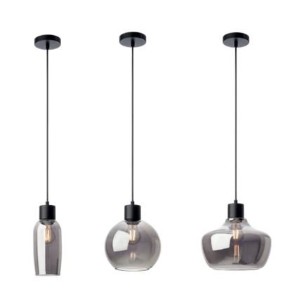 Redo 01-4044 - Ljuskrona med textilsladd ATLANTIS 1xE27/42W/230V diameter 11 cm svart