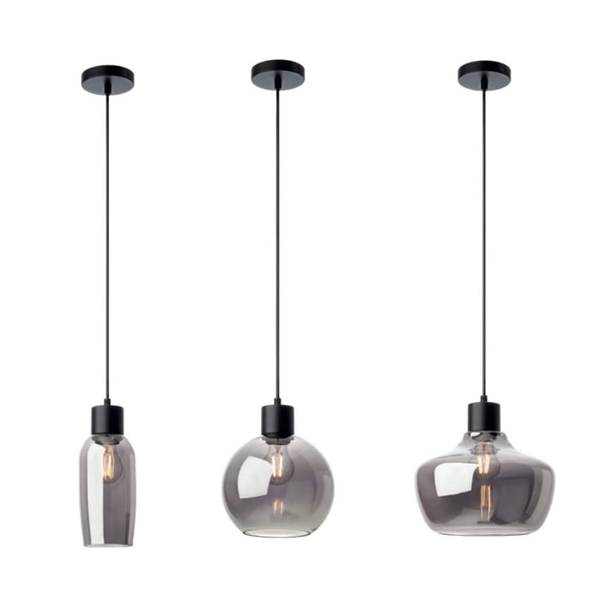 Redo 01-4045 - Ljuskrona med textilsladd ATLANTIS 1xE27/42W/230V diameter 20 cm svart