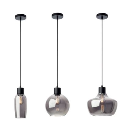 Redo 01-4046 - Ljuskrona med textilsladd ATLANTIS 1xE27/42W/230V diameter 26 cm svart