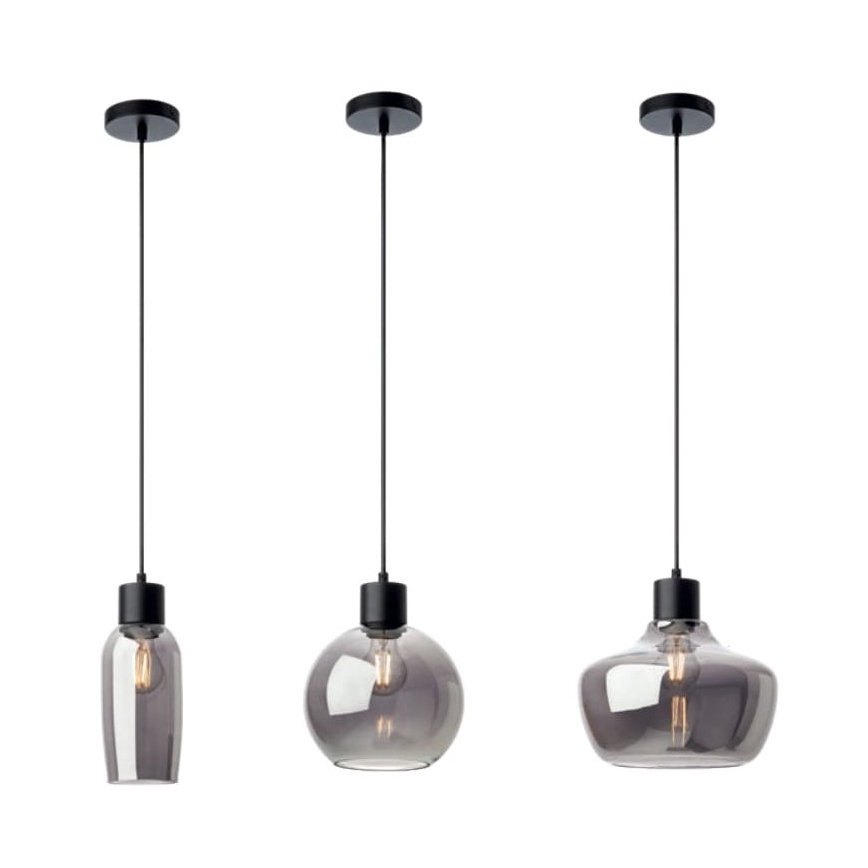 Redo 01-4046 - Ljuskrona med textilsladd ATLANTIS 1xE27/42W/230V diameter 26 cm svart