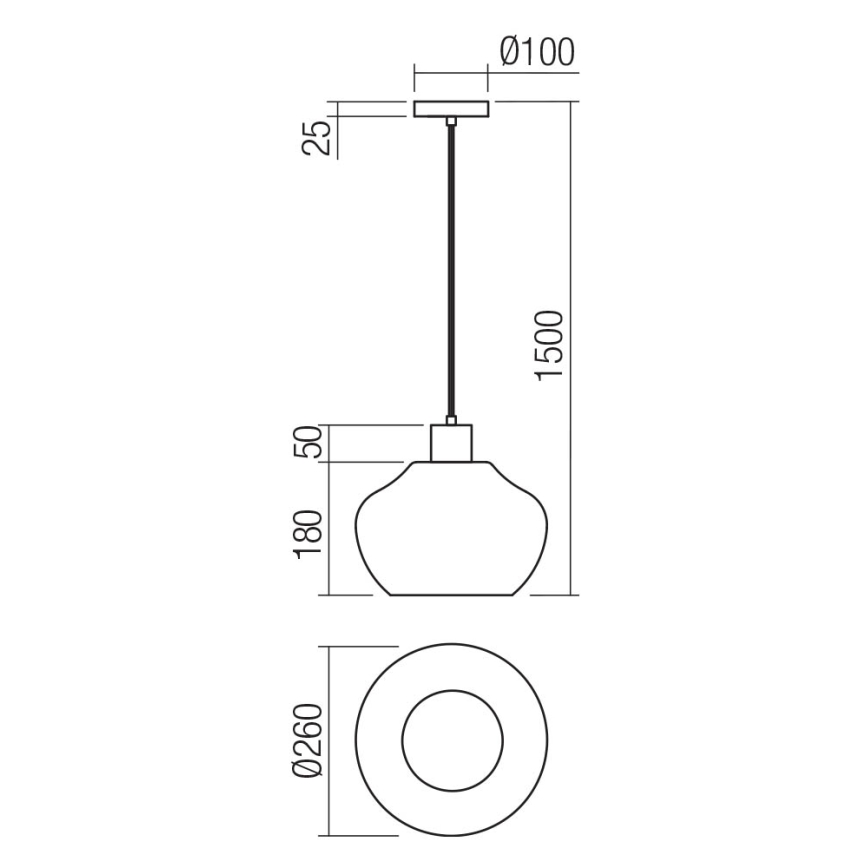 Redo 01-4046 - Ljuskrona med textilsladd ATLANTIS 1xE27/42W/230V diameter 26 cm svart