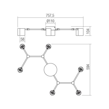 Redo 01-4048 - Spotlight WEBB 6xGU10/10W/230V svart