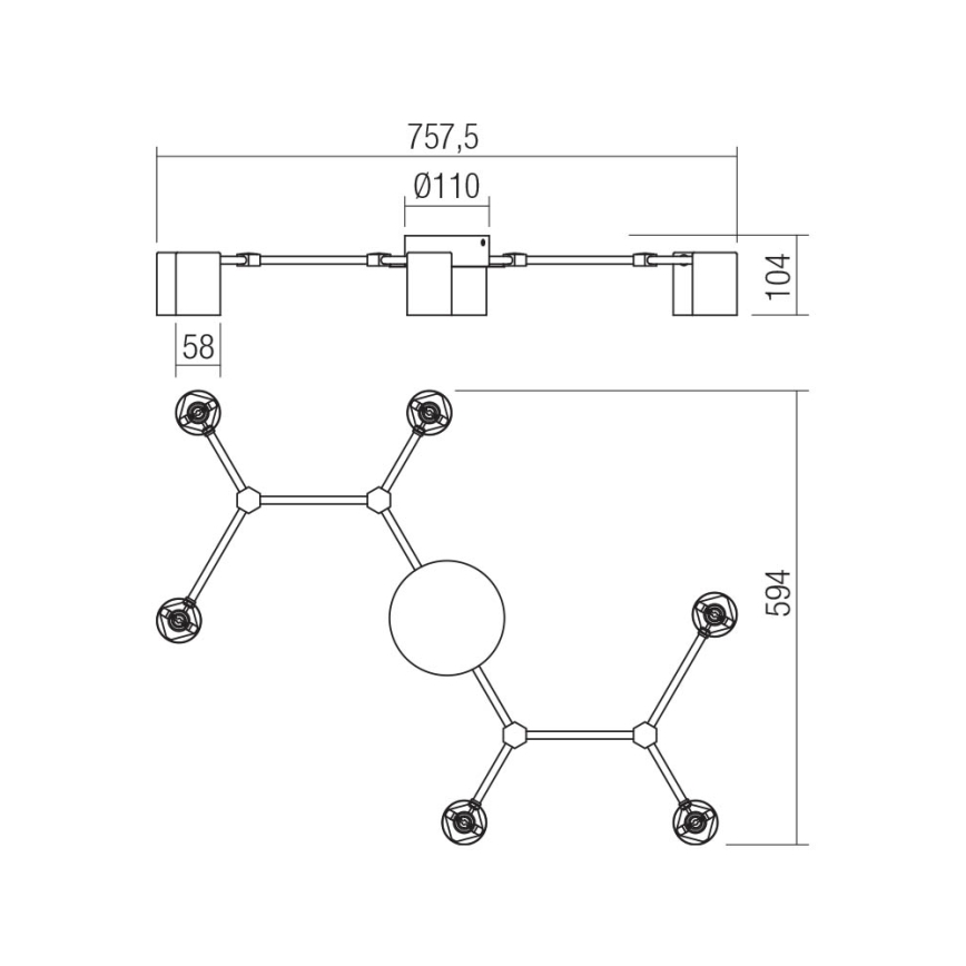 Redo 01-4048 - Spotlight WEBB 6xGU10/10W/230V svart