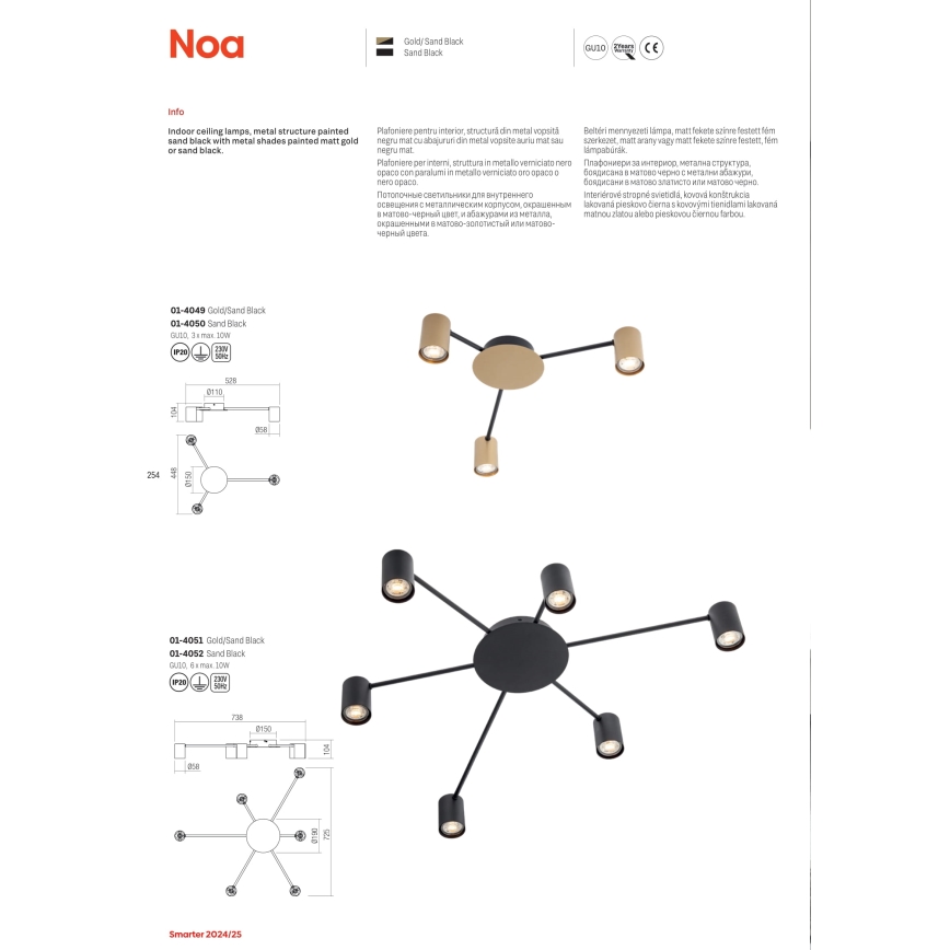 Redo 01-4050 - Spotlight NOA 3xGU10/10W/230V svart