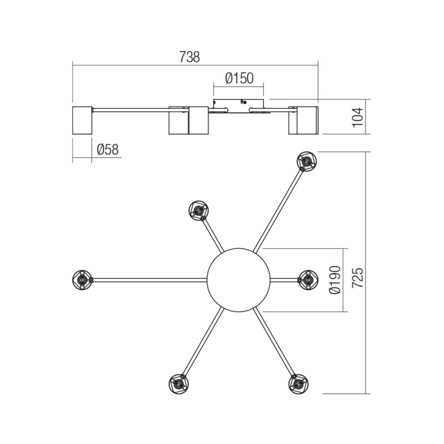 Redo 01-4051 - Spotlight NOA 6xGU10/10W/230V guld
