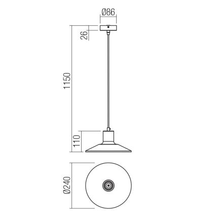Redo 01-4054 - Ljuskrona med textilsladd FRESNO 1xE27/42W/230V diameter 24 cm