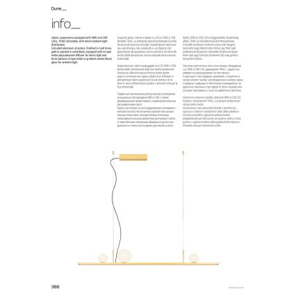 Redo 01-4301 - LED-dimmbar hänglampa på vajer DUNE LED/48W/230V 3000K CRI 90 vit/guld