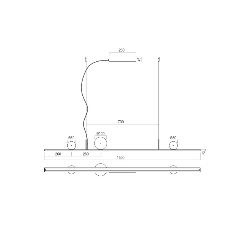 Redo 01-4301 - LED-dimmbar hänglampa på vajer DUNE LED/48W/230V 3000K CRI 90 vit/guld