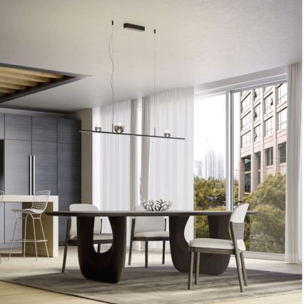 Redo 01-4302 - Dimbara LED-pendel på vajer DUNE LED/48W/230V 3000K CRI 90 svart/rökfärgad