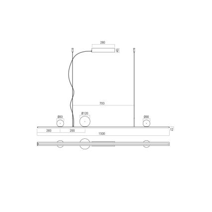 Redo 01-4302 - Dimbara LED-pendel på vajer DUNE LED/48W/230V 3000K CRI 90 svart/rökfärgad