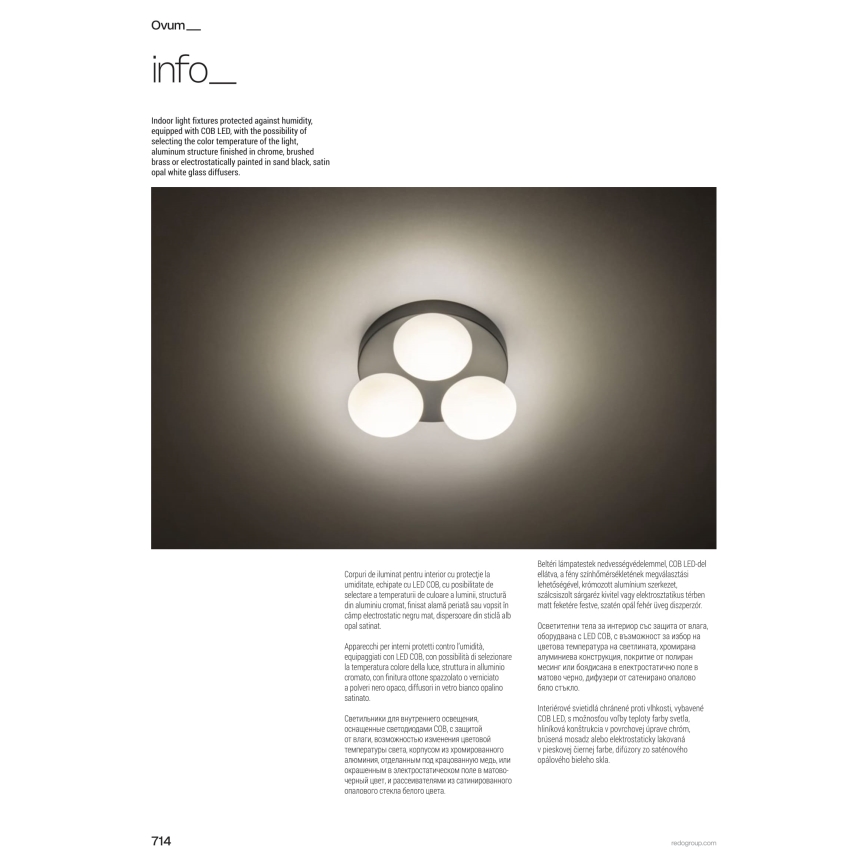 Redo 01-4306 - LED takarmatur för badrum OVUM 3xLED/5W/230V 3000/4000K CRI 90 Ø 24 cm IP44 vit/blank krom