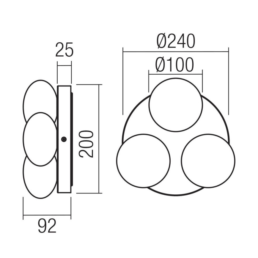 Redo 01-4306 - LED takarmatur för badrum OVUM 3xLED/5W/230V 3000/4000K CRI 90 Ø 24 cm IP44 vit/blank krom
