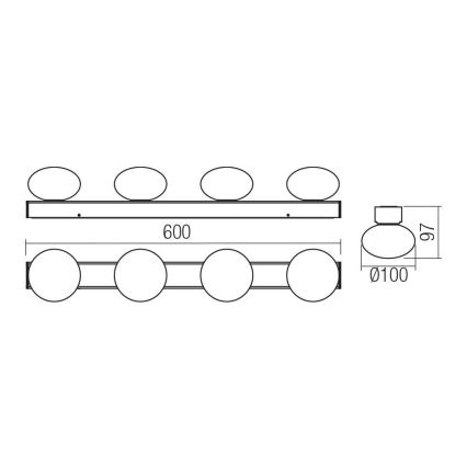 Redo 01-4310 - OVUM LED-badrumstaklampa 4xLED/5W/230V 3000/4000K CRI 90 IP44 vit/mässing