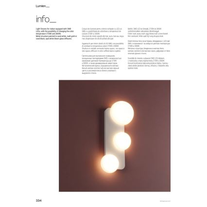 Redo 01-4330 - LED-vägglampa LUMIEN 3xLED/18W/230V 2700/3000K CRI 90 vit/svart