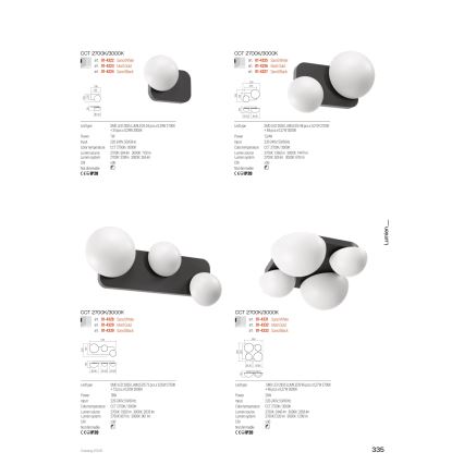 Redo 01-4330 - LED-vägglampa LUMIEN 3xLED/18W/230V 2700/3000K CRI 90 vit/svart
