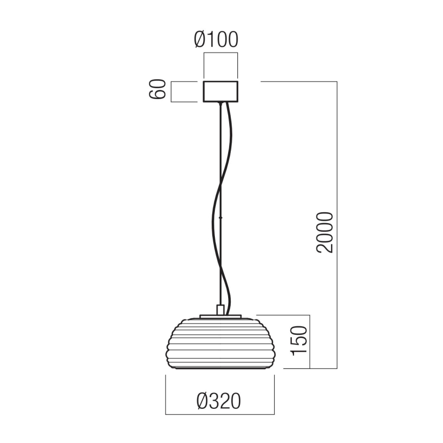 Redo 01-4540 - ONDULA LED-pendel på vajer, dimbar, 12 W, 230 V, 2700/3000 K, CRI 90, Ø 32 cm, beige/rökfärgad