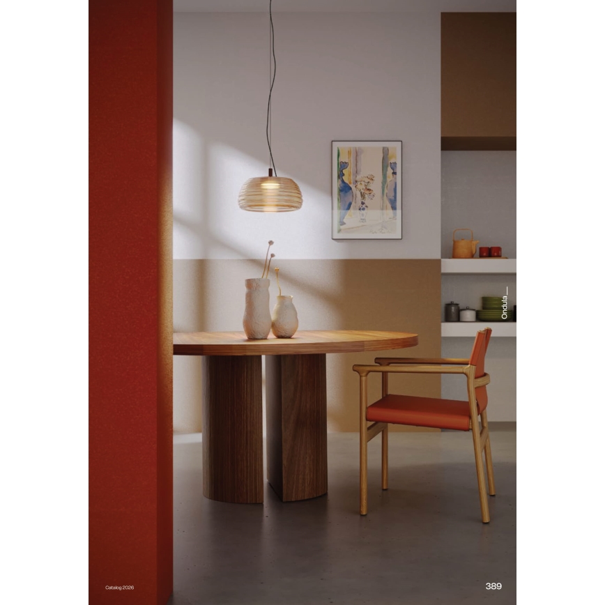 Redo 01-4542 - Dimbar LED-pendel ONDULA LED/16W/230V 2700K/3000K CRI 90 Ø 41 cm beige/rökgrå