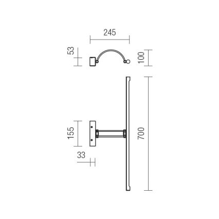 Redo 01-458 - LED tavelbelysning IKON LED/18W/230V 70 cm skinande krom