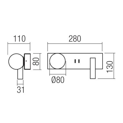 Redo 01-4660 - LED-väggarmatur NORMA LED/5W/230V + LED/3W CRI 90 USB vit