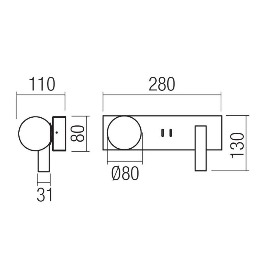 Redo 01-4660 - LED-väggarmatur NORMA LED/5W/230V + LED/3W CRI 90 USB vit
