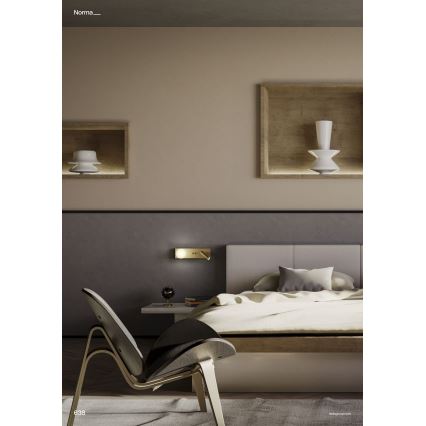 Redo 01-4661 - LED vägglampa NORMA LED/5W/230V + LED/3W CRI 90 USB vit/guld