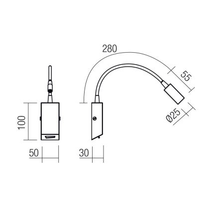 Redo 01-4802 - Flexibel LED lampa HELLO LED/3W/230V bronsfärgad