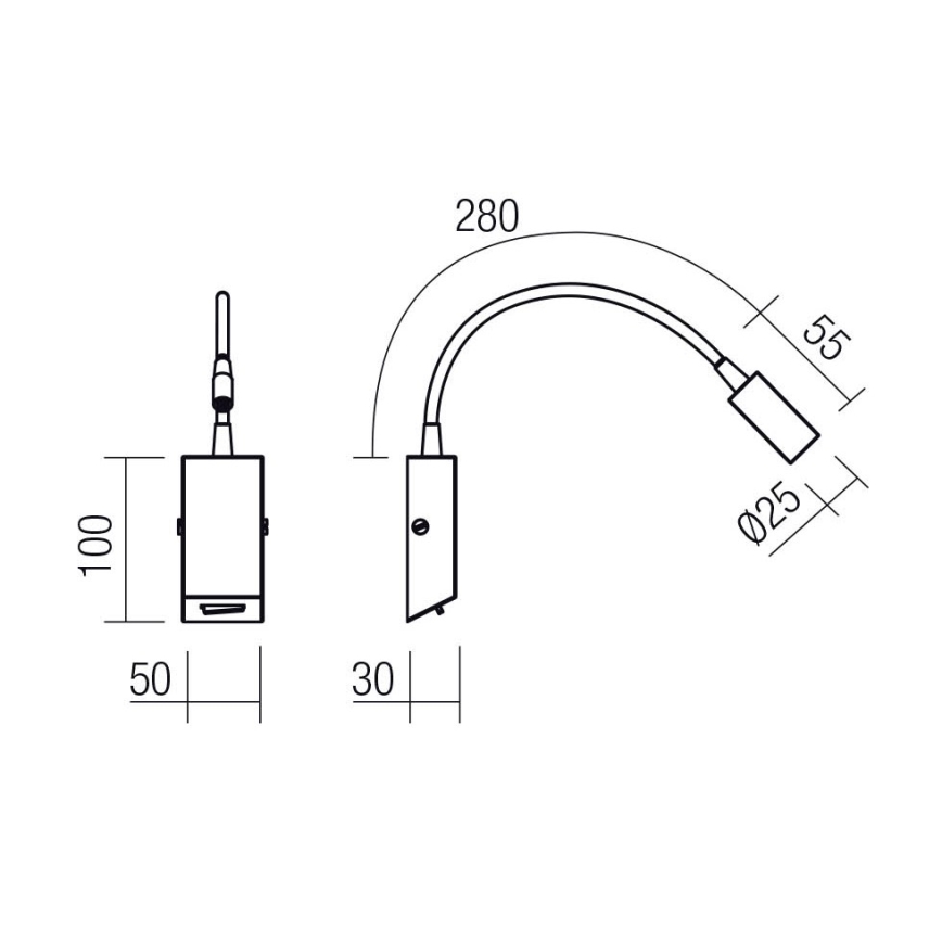 Redo 01-4802 - Flexibel LED lampa HELLO LED/3W/230V bronsfärgad