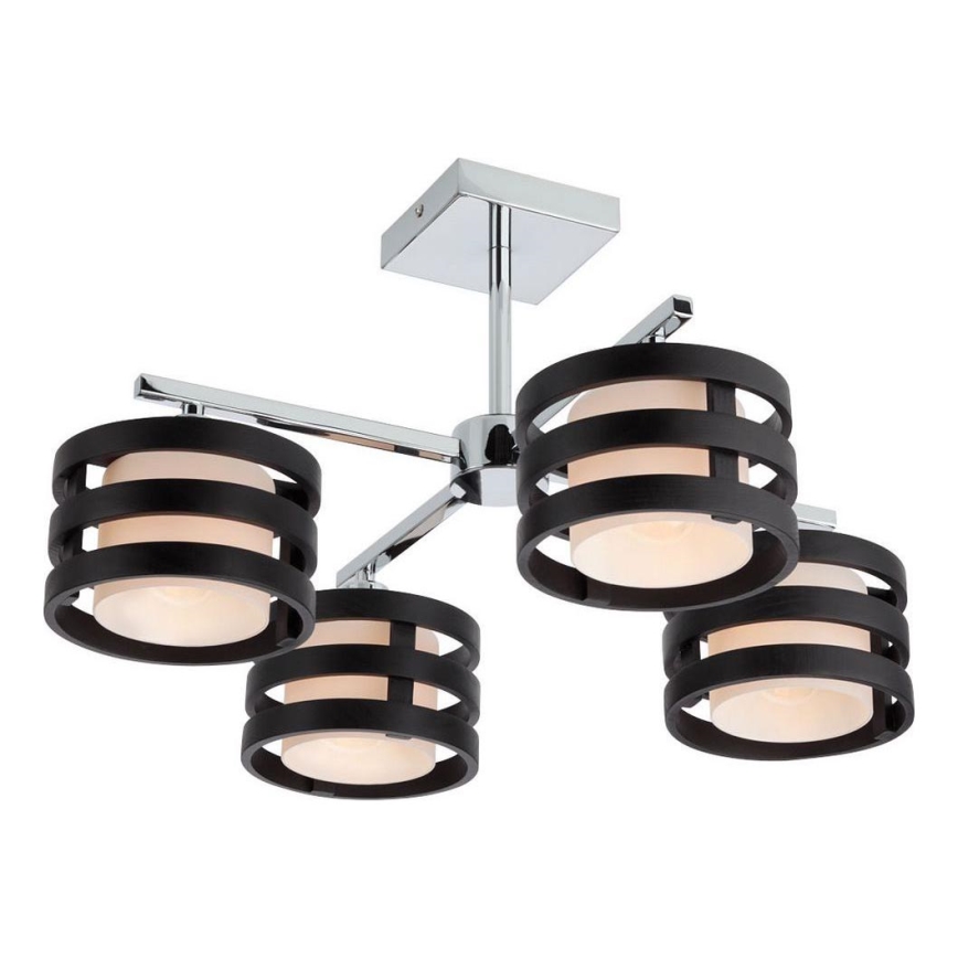 Redo 01-627 - Taklampa på stång KIM 4xE14/28W/230V blankkrom/svart