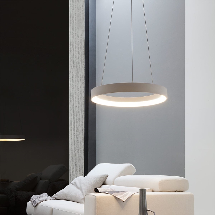 Redo 01-671 - LED ljuskrona med textilsladd LOOP LED/38W/230V diameter 45 cm vit