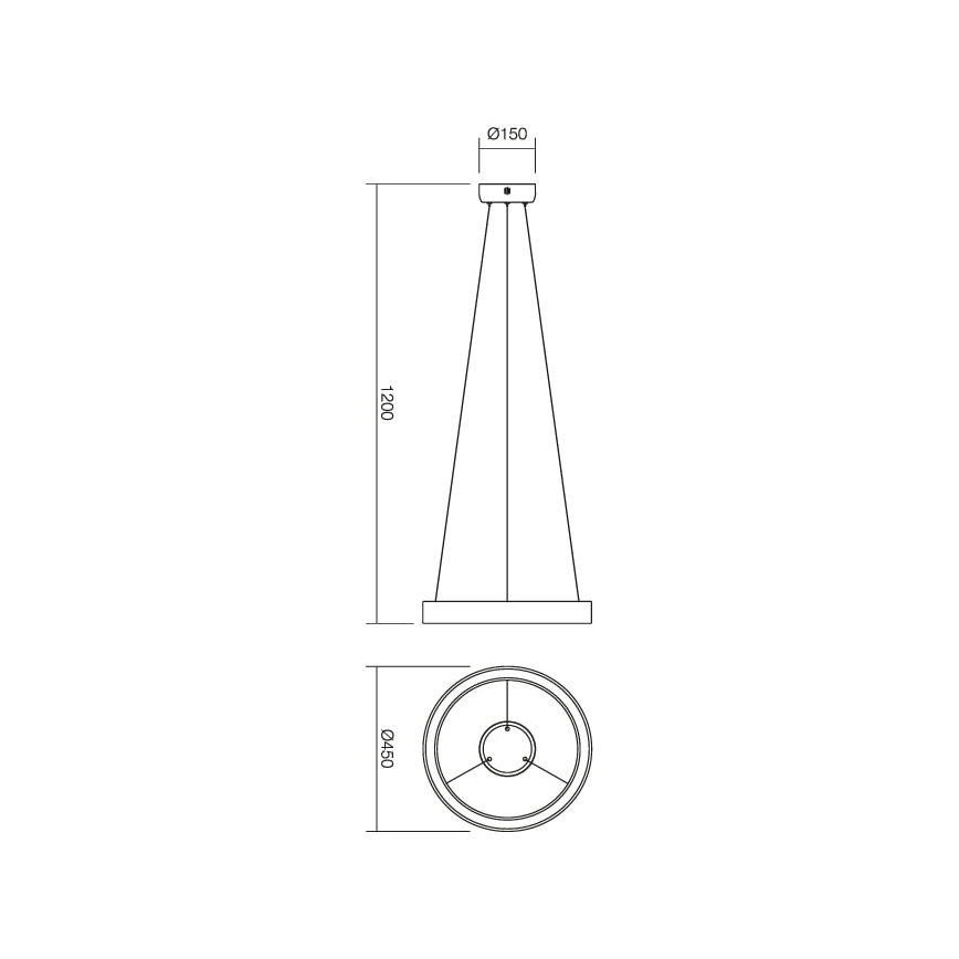 Redo 01-671 - LED ljuskrona med textilsladd LOOP LED/38W/230V diameter 45 cm vit