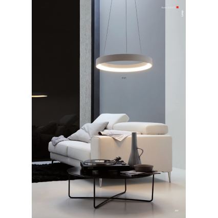 Redo 01-672 - LED ljuskrona med textilsladd LOOP LED/48W/230V diameter 60 cm vit