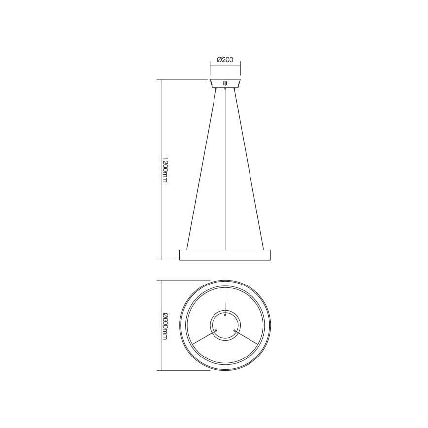 Redo 01-672 - LED ljuskrona med textilsladd LOOP LED/48W/230V diameter 60 cm vit