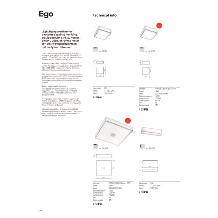 Redo 01-703 - Badrumsvägglampa EGO 2xE14/28W/230V 36 cm IP44 blank krom