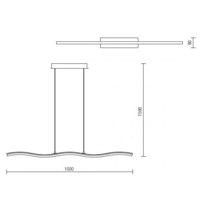 Redo 01-893 - LED-takpendel med wire PULSE LED/23,1W/230V matt krom
